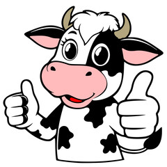 cartoon, mascot or character, cow icon, high quality