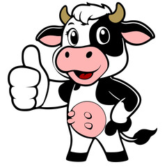 cartoon, mascot or character, cow icon, high quality