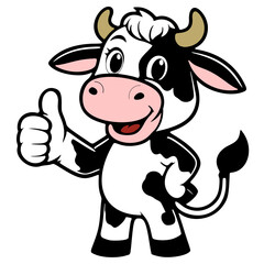 cartoon, mascot or character, cow icon, high quality