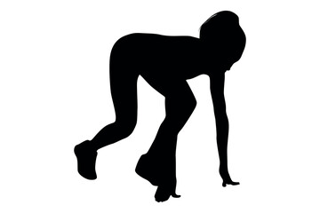 Vector art of Silhouette of a woman in starting position isolated on white background