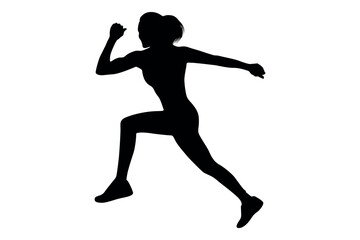 Vector art of Silhouette of a woman running isolated on white background