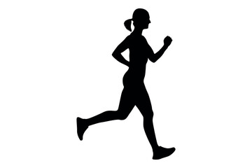 Vector art of Silhouette of a woman standing with hands on hips isolated on white background