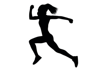 Vector art of Silhouette of a woman standing with hands on hips isolated on white background