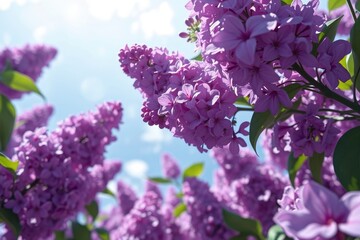 Obraz premium Lilac Blossoms: A Sunlit Symphony of Purple