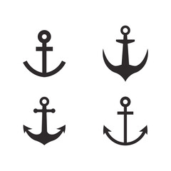 Set of Anchor logo icon design template. Simple anchor logo  isolated on white background