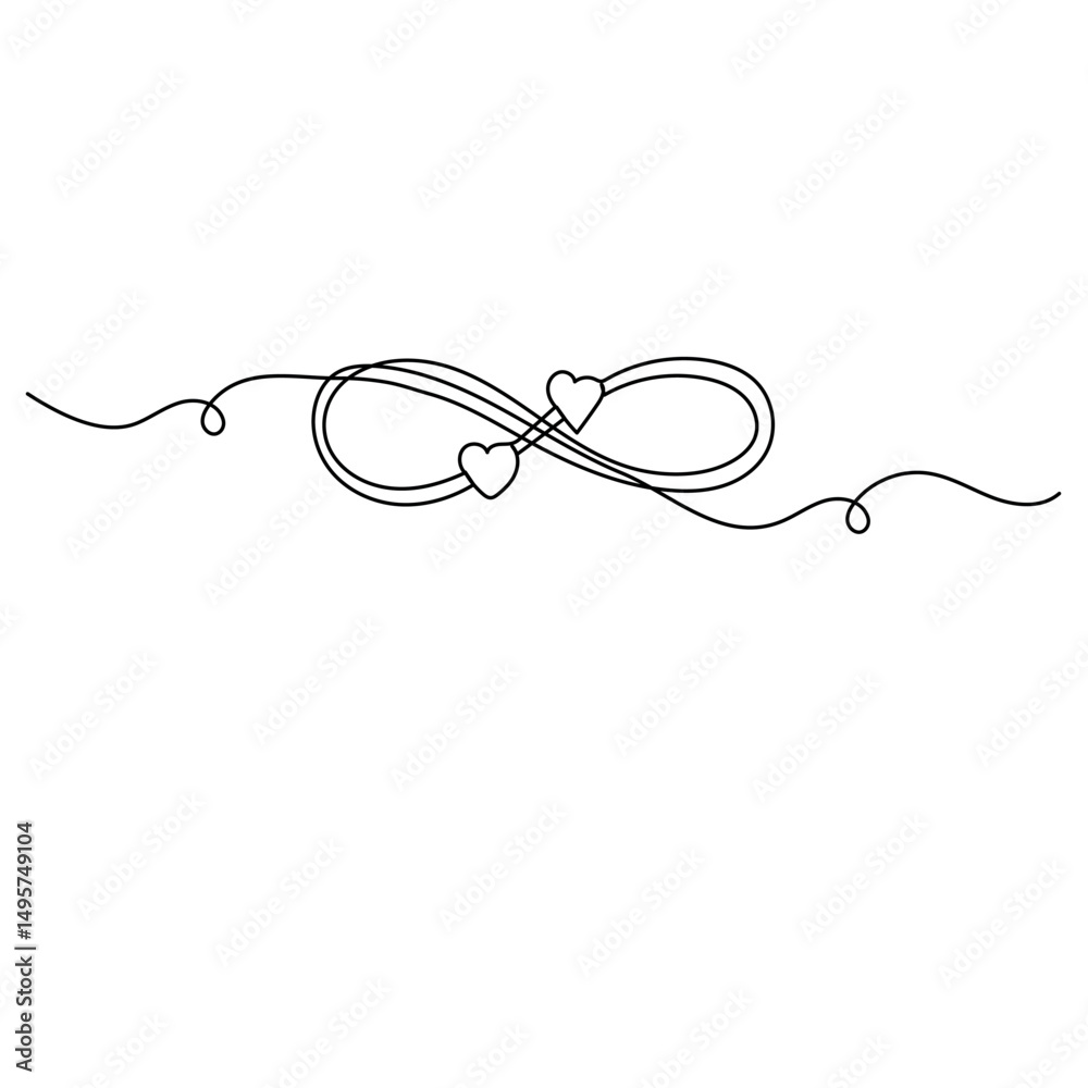 Fototapete infinity symbol continuous one line drawing outline vector icon