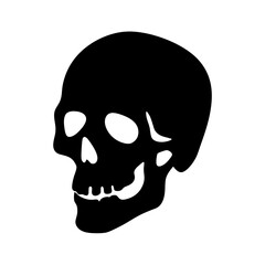 Striking silhouette of a human skull depicted in stark black and white