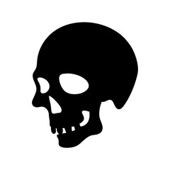 Simple Silhouette of a Human Skull Viewed From the Side Profile View