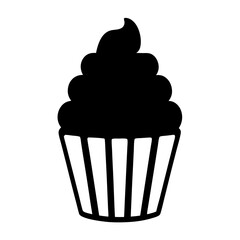 Delicious black cupcake silhouette on a white background, perfect for decoration