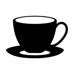 Elegant Silhouette of a Coffee Cup and Saucer on a White Background