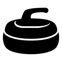 A single black curling stone isolated on a white background image