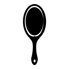 Black silhouette of a hand mirror with a round shape and handle