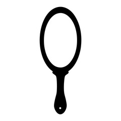Elegant handheld mirror silhouette on a white background with simple design