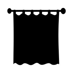 Elegant black curtain hanging from a rod with decorative round ends