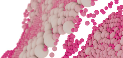 Soft pink and white spheres, abstract background. Ideal for feminine designs.