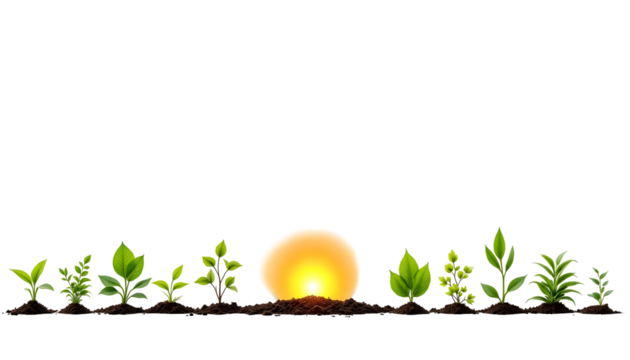 Vibrant Sunrise with Green Plants for Productive Calendar Planning