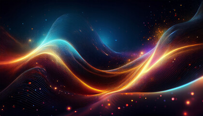 captivating abstract wave of light and dust in a dark space background for creative projects