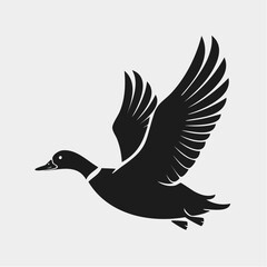 Obraz premium Flying Duck Silhouette — Flat 2D Minimalist Vector