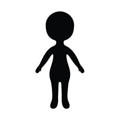 Black silhouette of a human figure with a rounded head and body