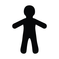 Simple Black Silhouette of a Person with Arms Outstretched on White Background