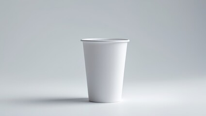 Single disposable paper cup on a white backdrop. Drink container