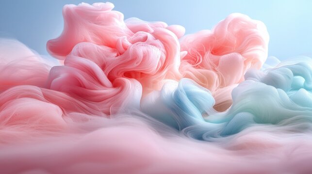 Swirls of pink and blue smoke, abstract and ethereal