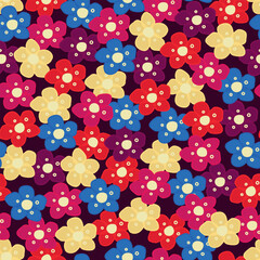 Seamless decorative pattern with bright flowers. Print for textile, wallpaper, covers, surface. For fashion fabric.