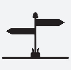 street sign with arrow silhouette vector art illustration, wooden signpost on a white background