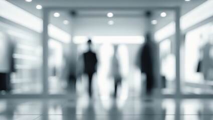 Black and white interior set against a light background, Blurred abstract business office banner, Indoor shop backdrop with a blurred perspective, Wallpaper and poster