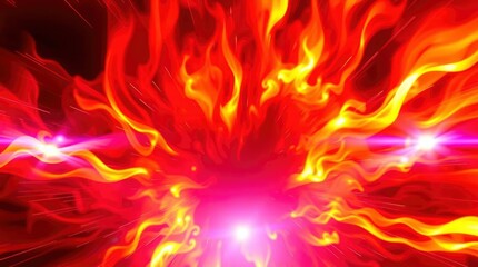 Fiery Inferno: Abstract Red and Gold Flame Burst