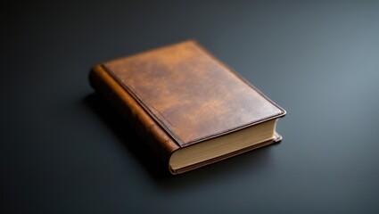 Obraz premium Macro shot of a closed book against a black backdrop featuring extensive free blank space. Gorgeous still life photo capturing a relaxing ambiance.