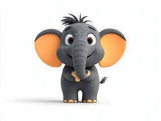 愛らしいゾウの赤ちゃん、白い背景