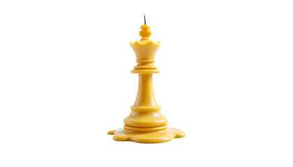 Melting Candle Shaped Like Chess Piece Dripping Wax on Glass Board