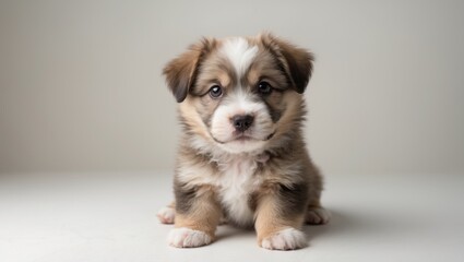 Adorable dog pup against a light background