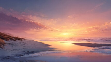 Serene Beautiful Sunset Beachscape