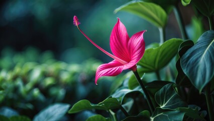 Anthurium andraeanum flowers flourishing in the garden