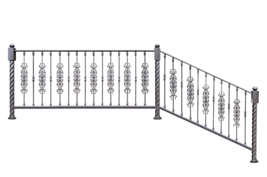 Facade. Porch railing.