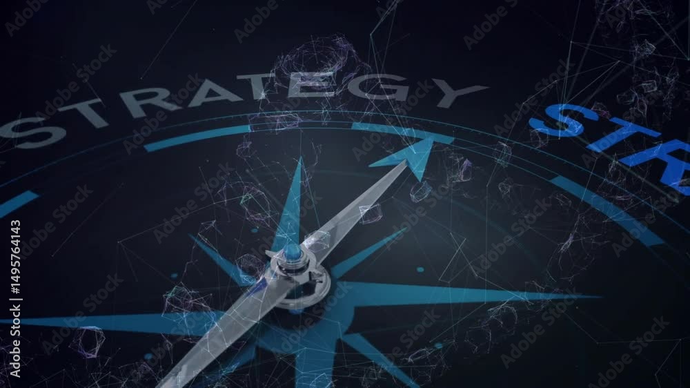 Poster network swirling triggers compass pointer rotating clockwise forming strategy to highlight strategy