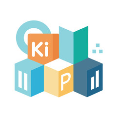 Fototapeta premium Abstract Colorful Cubes with Letters KPI and Data Points for Business Infographic