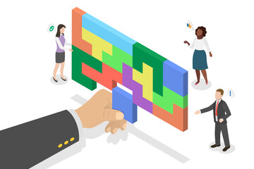 3D Isometric Flat  Illustration of Problem Management, Complex Issue Solving