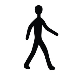 Silhouette of a person walking with arms swinging, on a white background