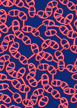 Abstract Hand Drawing Geometric Chains Seamless Vector Pattern Isolated Background