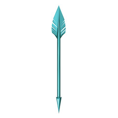 Contemporary Arrow with Crisp Lines in Bright Cyan Isolated on Transparent Background