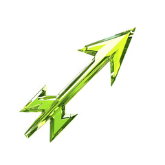 Bold Arrow with Dynamic Impactful Shapes in Neon Green Isolated on Transparent Background