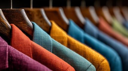 Obraz premium Colorful linen coat suits beautifully displayed in a vibrant collection