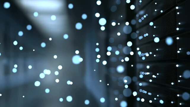 Black Servers Emitting Blue Light for Model Training Phases