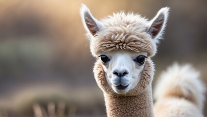 Young Alpaca in close-up with open background
