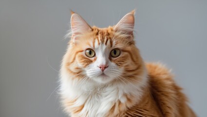 Obraz premium Charming orange and white feline staring into the camera.