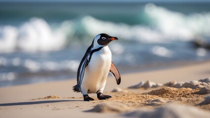Fototapeta premium Gentoo Penguin Wandering on the Coast