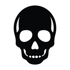 Simple black skull icon, a symbol of mortality and Halloween spookiness